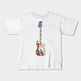 P-Style Bass Guitar Colorful Texture Kids T-Shirt